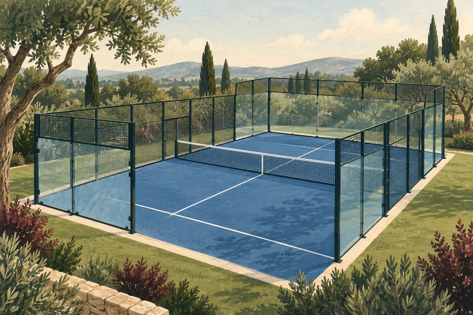 Outdoor court illustration; illustrative concept, not this club
