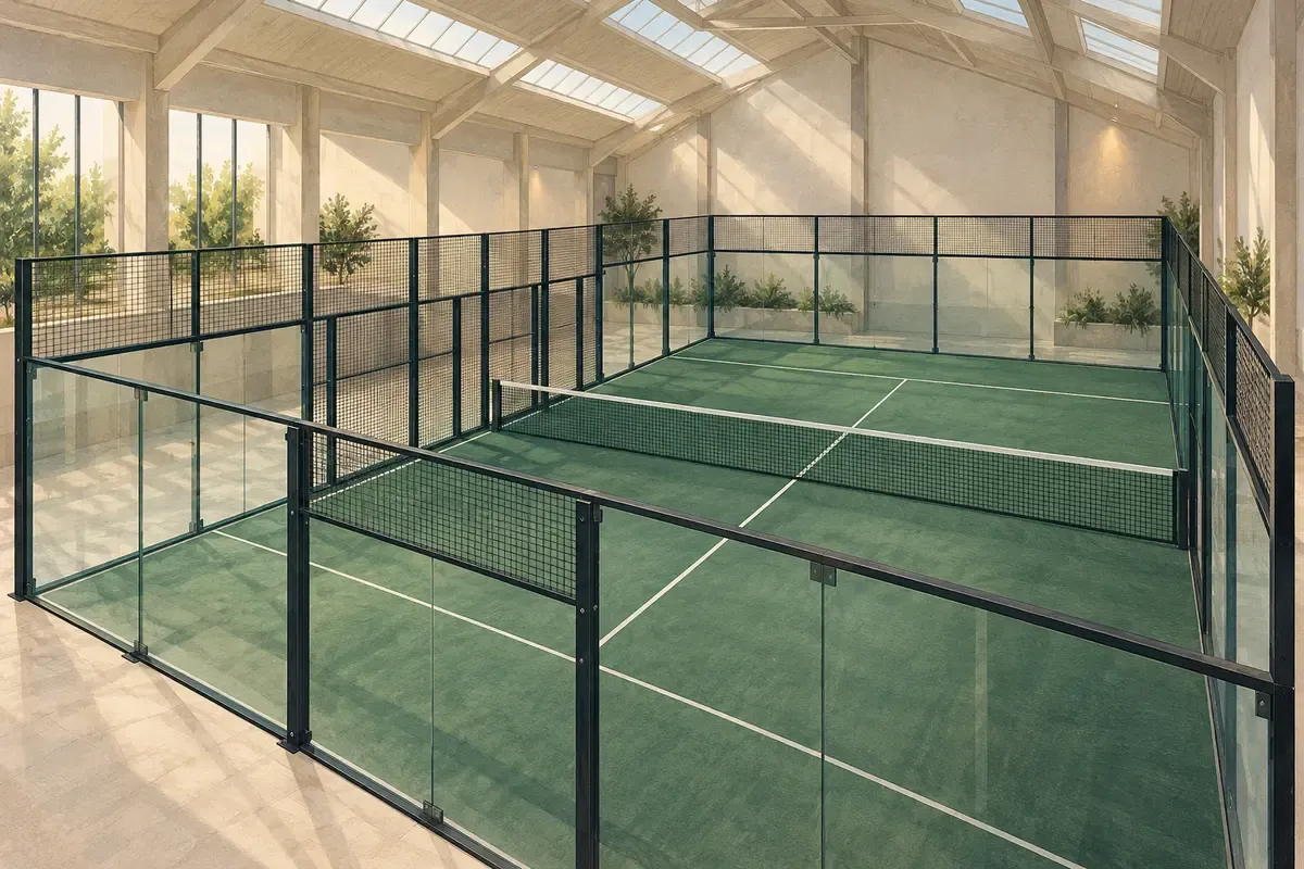 Illustration of an empty indoor padel court